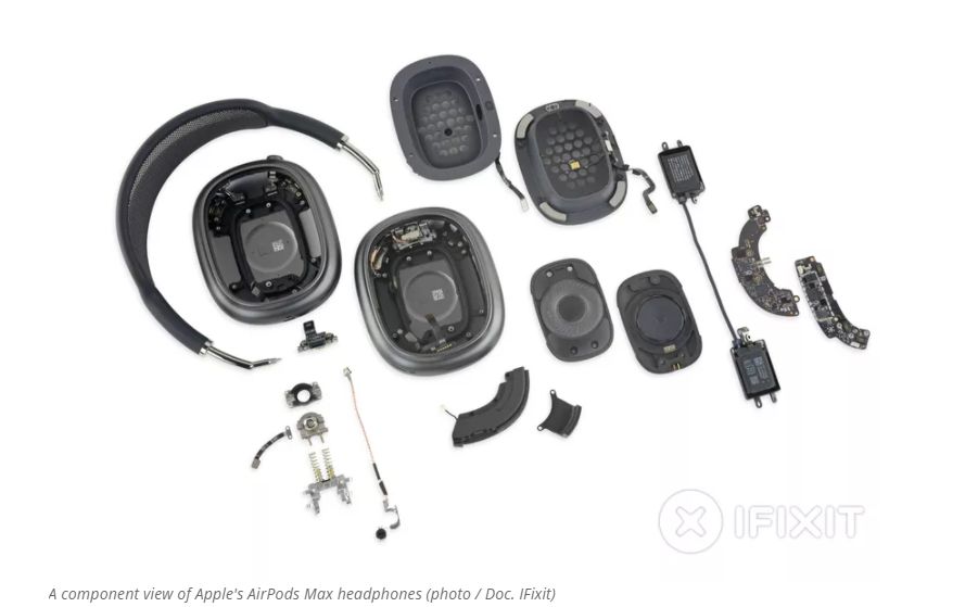 Vea los componentes internos de los auriculares AirPods Max de Apple