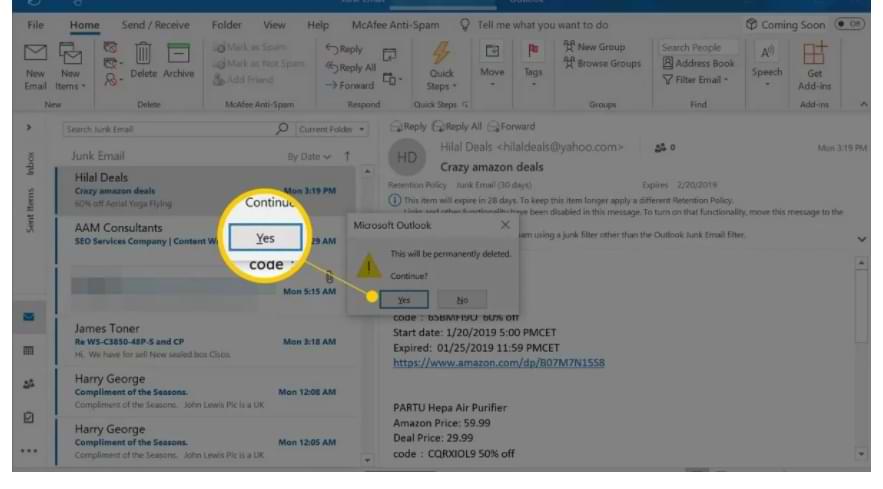 Cómo eliminar permanentemente mensajes de correo electrónico en Outlook