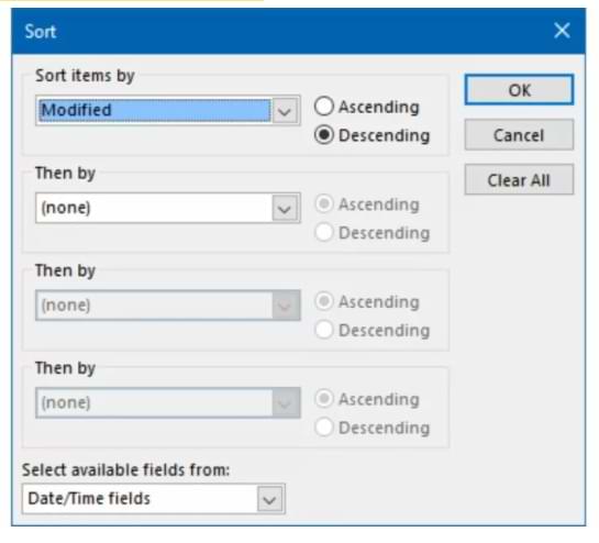 Cómo ordenar la carpeta de elementos eliminados en Outlook