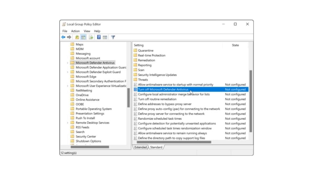 Cómo deshabilitar Windows Defender en Windows 11 usando el Editor de políticas de grupo local