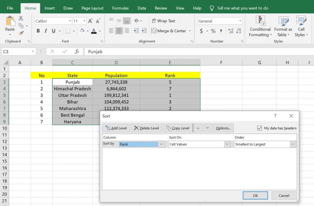 Clasificación en MS Excel para principiantes